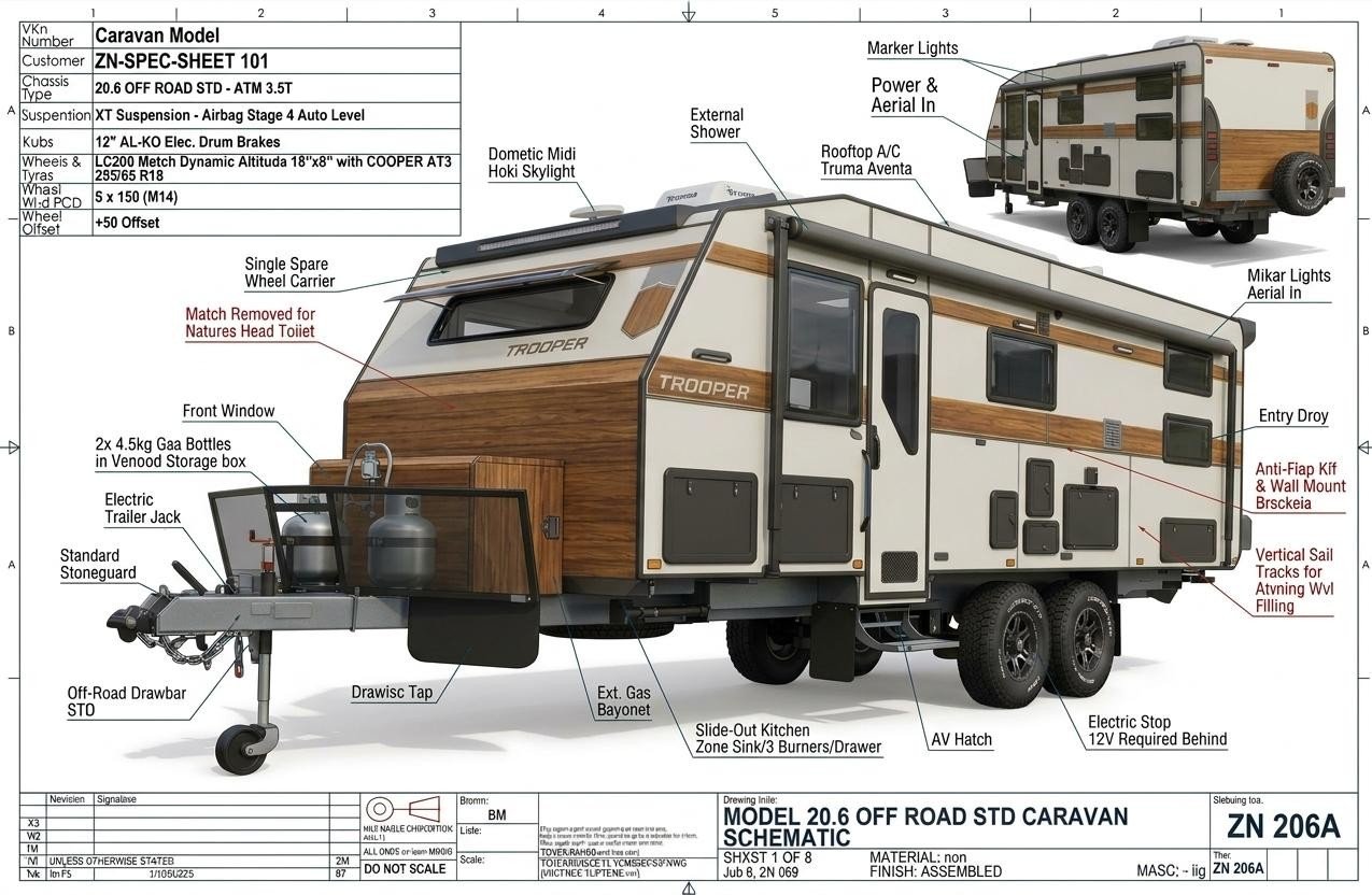 Model 20.6 caravan specification schematic