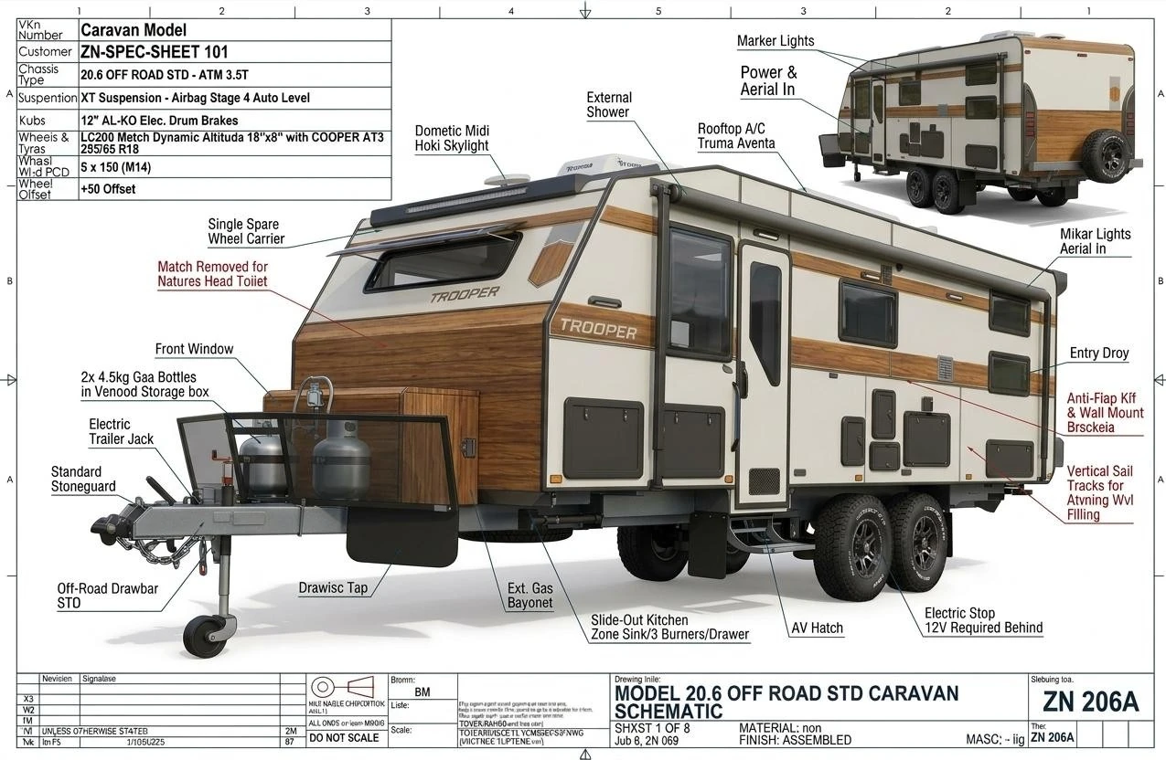 Model 20.6 caravan specification schematic